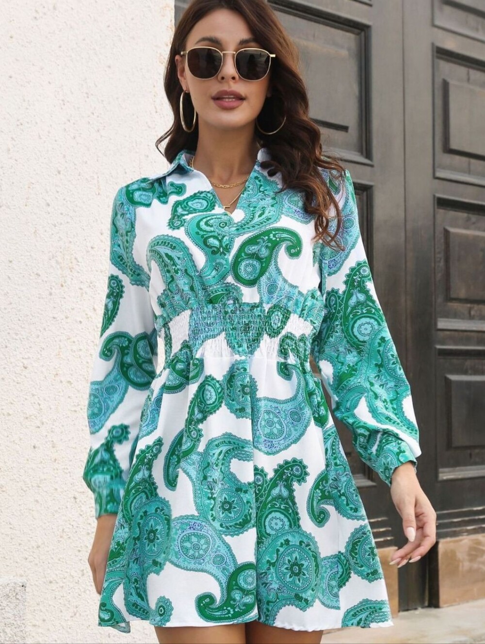 Sedona Paisley Smocked Dress - Teal